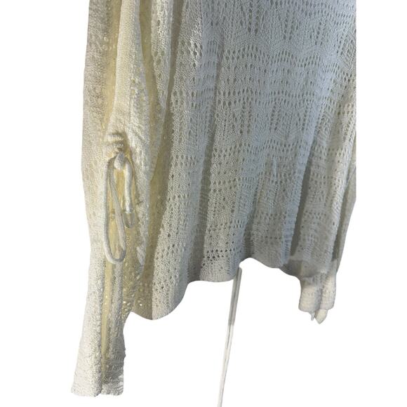 Pol Boho Open Knit White Lightweight Summer Sweater Large Flowy Adjustable - Picture 5 of 8